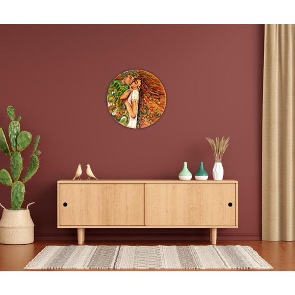 Romantic Abstract Embroidery Hoop – Hand-Painted Couple’s Embrace with Vibrant - Picture 3 of 5